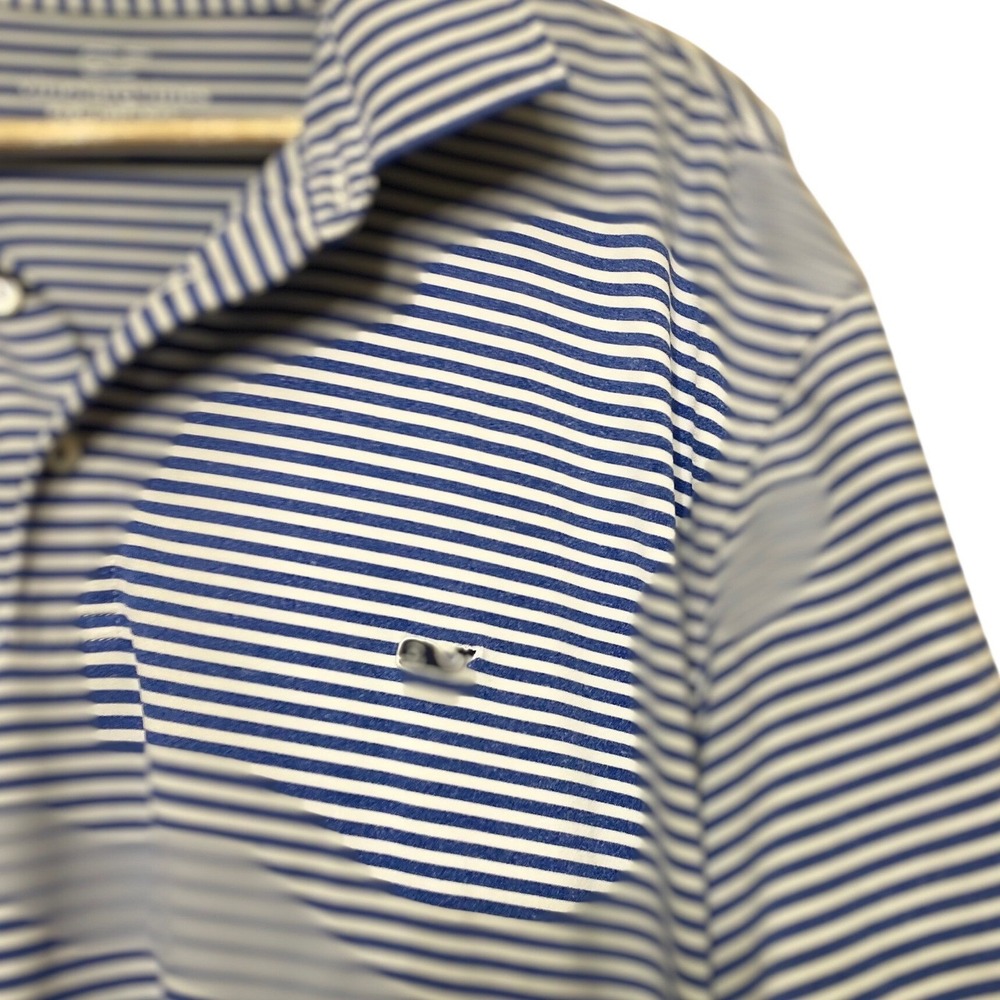 Vineyard Vines Performance Polo XL Blue White Striped Short Sleeve Golf Shirt - Picture 2 of 6